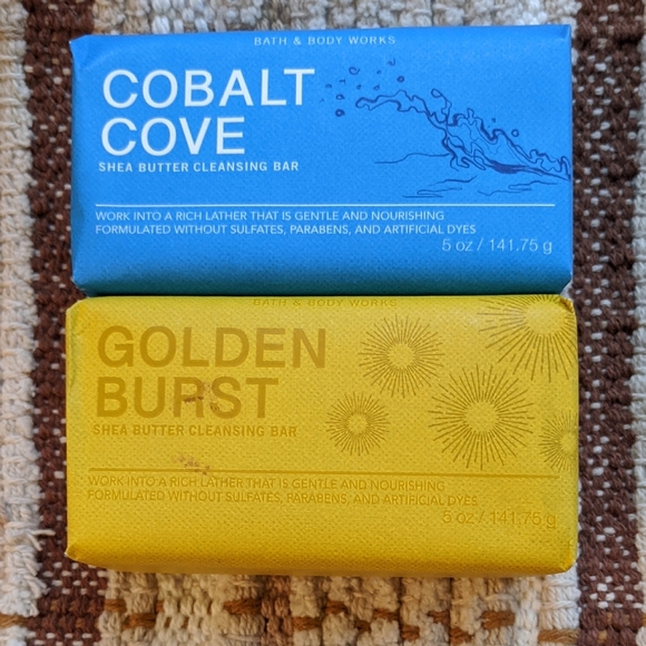 Bath & Body Works Other - NEW Lot Of 2 Shea Cleansing Bars Bath Body Works Cobalt Cove Golden Burst Soap